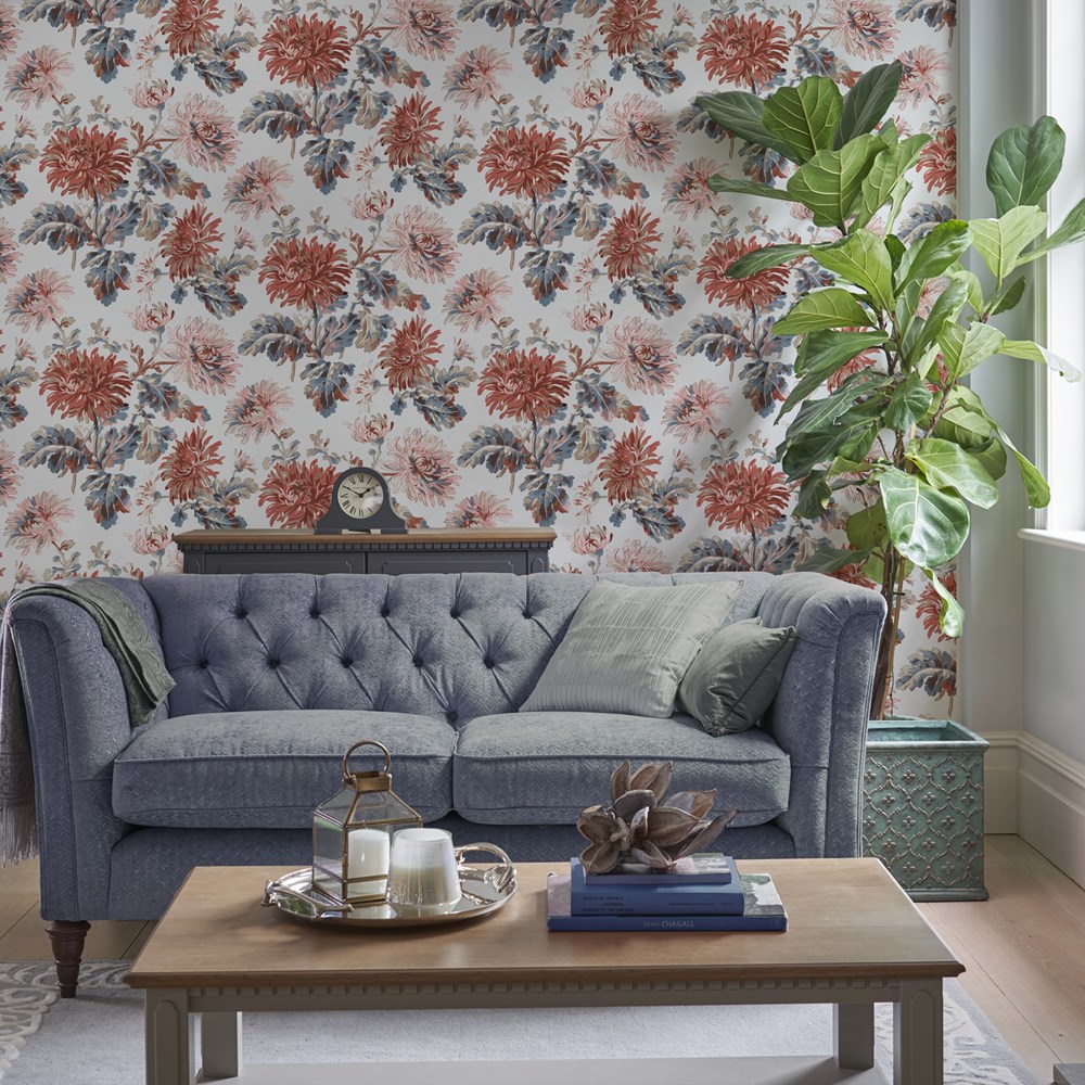 Maryam Floral Wallpaper 114912 by Laura Ashley in Crimson Red
